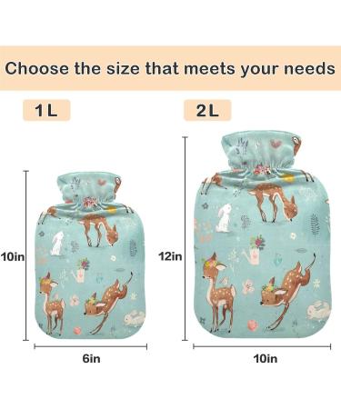 Buy Naanle Floral Deer Hot Water Bottle - 1L for Hot & Cold Therapy | Pain Relief & Warmth for Bed Hands & Feet - International Shipping Available - Buy Online on GoSupps.com