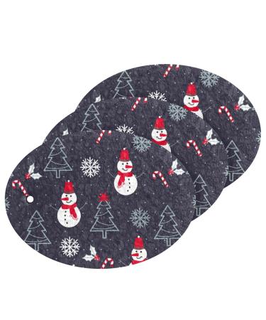 3-Pack Cleaning Kitchen Sponges Oval Christmas Tree Kitchen Cellulose Dishwashing Wood Pulp Cotton
