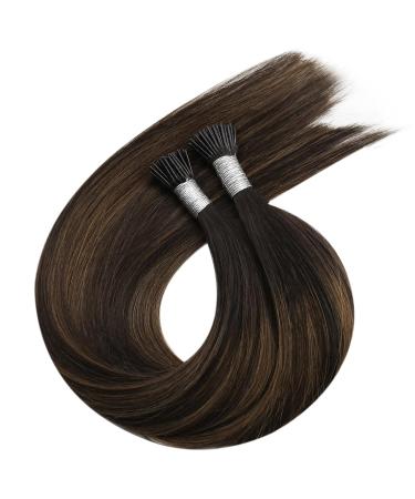 Moresoo 50 cm Real Hair Bonding Extensions - Darkest Brown & Light Brown I-Tip - 40g 50 Strands Remy Keratin Extensions - Buy Online on GoSupps.com