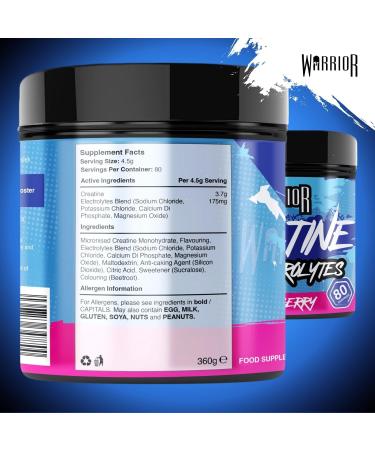 Warrior Creatine Monohydrate Plus Electrolytes Powder 360g - Hydration and Performance Drink - Nutrition Shake to Promote Muscle Growth (Not Tablets Sachet Gummies) - 80 Servings (Mixed Berry) Mixed Berry 80 Servings (Pack of 1) - Buy Online on GoSupps.com