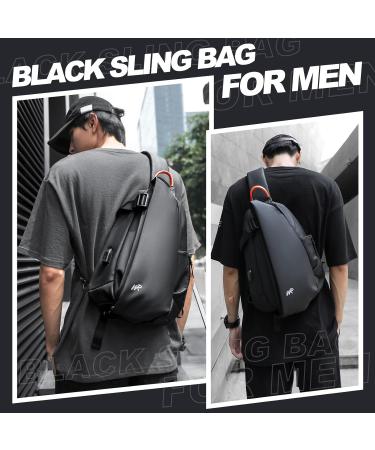 Anti-Theft Crossbody Sling Bag for Men Women Small Backpack One Shoulder Bag Chest Bag Sling Backpack Water Resistant Black-large (Magnetic Strap Buckle) - Buy Online on GoSupps.com