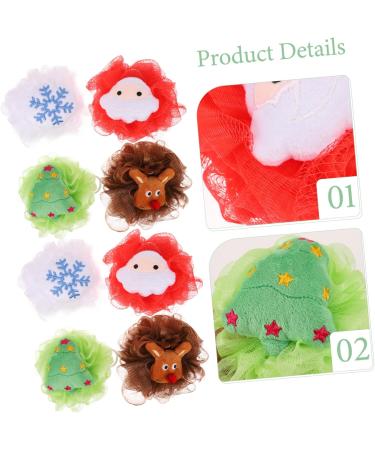 4pcs Healeved Bath Shower Loofah Set - Snowflake Pouf & Xmas Tree Mesh Scrubber - Perfect Holiday Bath Sponge for Body Care - Buy Online on GoSupps.com