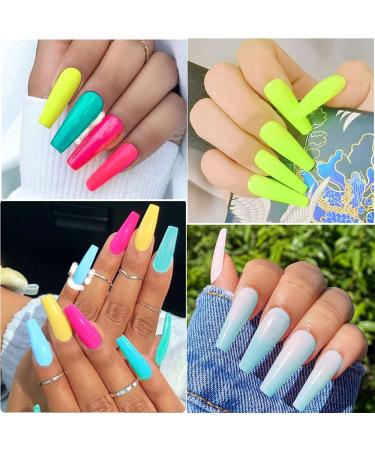 Changar Colorful Coffin Fake Nails - 100 Pcs Ballerina Press-On Acrylic Nail Tips for DIY Nail Art & Studios - Buy Online on GoSupps.com