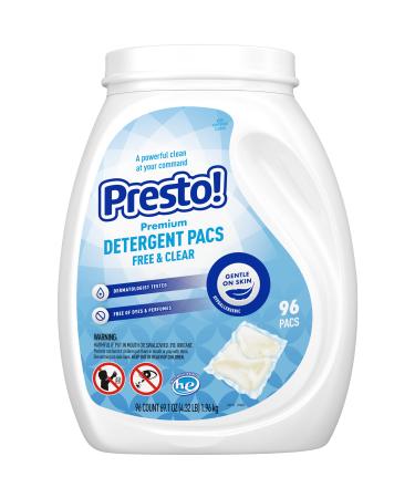 Amazon Brand - Presto! Laundry Detergent Pacs, Fresh Scent, 96 Count