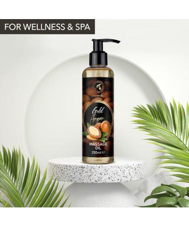 Golden Argan Massage Oil 200ml - Almond Grape Seed Peach & Jojoba Oils - Relaxation & Skin Care - Premium Cosmetic Oil - Buy Online on GoSupps.com