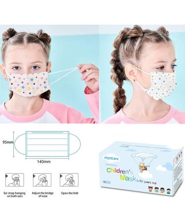 Mystcare Kids Face Mask 50 Pack - Disposable, 3-Layer Breathable Filter, Ages 5-12, Child Cover Multicolore - Buy Online on GoSupps.com