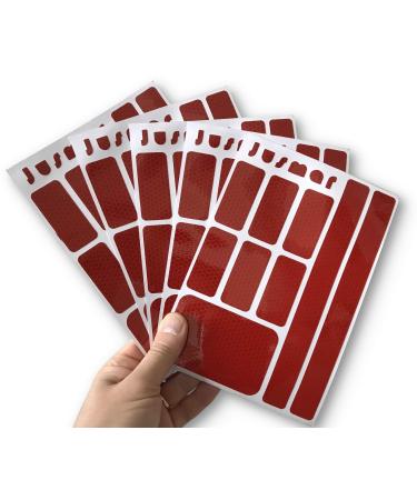 Jusmar Waterproof Red Reflective Stickers (5 Pack) 45pcs High Intensity Reflector Decals for Hard and Flat Surfaces, for Night Visibility