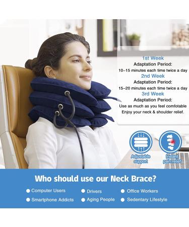 Inflatable Cervical Neck Traction Device for Chronic Pain Relief - Adjustable Support for Spine Alignment - Easy to Use at Home or Office (Blue) - Buy Online on GoSupps.com