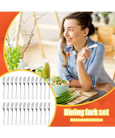 Xeodaun 24 Pieces Dinner Forks Set 7.1 Inch Silver Stainless Steel Dinner Forks Forks Silverware Forks for Kitchen - Buy Online on GoSupps.com