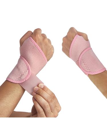Abnii Wrist Support Compression Wrist Brace Hand Support Wrist Straps Breathable One Size Fits Left or Right Hand Adjustable for Carpal Tunnel Tendonitis Fitness Arthritis Pain Relief (1Pair (Pink))