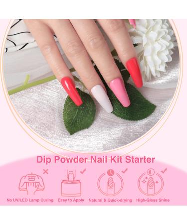 Dip Powder Nail Kit Starter - 8 Color Set for DIY French Manicure | Includes Base, Top Coat, Activator, Nail File, and Brushes - Buy Online on GoSupps.com