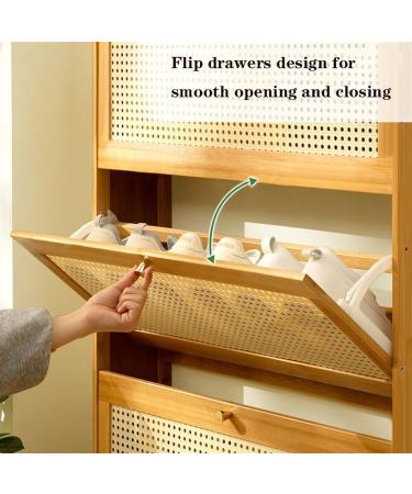 Stackable Slim Shoe Storage Cabinet for Entryway Shoe Organizer with Flip Drawers Free Standing Shoe Cabinet for Closet Hallway Bedroom Shoe (Color : A Size : 70x17x87CM) - Buy Online on GoSupps.com