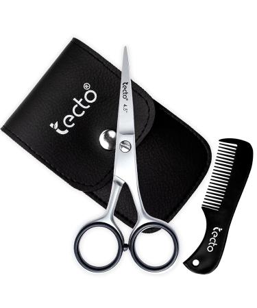 Tecto 4.5" Beard Moustache Scissors with Comb & Pouch Stainless Steel Eyebrow Scissors Ear & Nose Small Hair Scissors Multi Functions Facial Small Hair and Beard Grooming kit for Men Gift Set - Buy Online on GoSupps.com