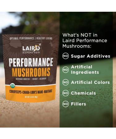 Laird Superfood Organic Performance Mushroom Blend - Energy & Focus Booster 3.17 oz (Pack of 2) - Buy Online on GoSupps.com