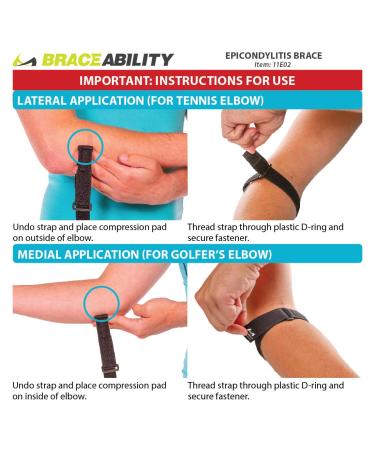 BraceAbility Epicondylitis Brace - Arm Compression Support Band for Medial/Lateral Epicondyle Pain & Tendonitis - Unisex (One Size) - Buy Online on GoSupps.com