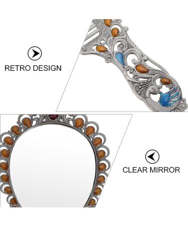 Heallily Vintage Peacock Mirror Comb Set - Metal Handheld Makeup Mirror and Comb Set for Girls - Foldable Retro Design (Silver) - Buy Online on GoSupps.com