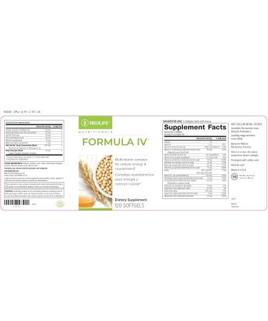 NeoLife - Formula IV Softgel - Vitamins A C D E B Complex Multivitamins & Multi-Minerals Multivitamin for Women & Men TRE-EN-EN Grain Blend Supplements Phyto Enzyme Blend - 120 Softgels - Buy Online on GoSupps.com