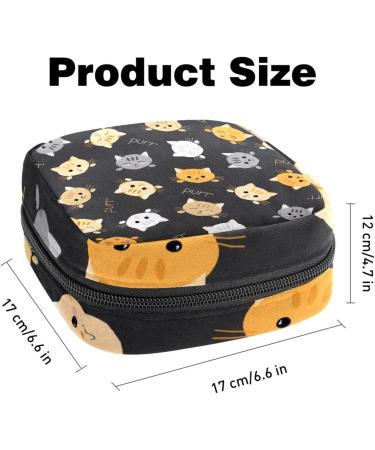 Menstruation Pad Bag with Zipper - Stylish Women's Napkin & Tampon Storage - Kitten Cat Pattern - Perfect for Girls & Women - Buy Online on GoSupps.com