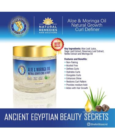 Nefertiti's Secrets Natural Growth Curl Definer | Aloe Vera & Moringa Oil for Healthy Hair | Frizz Control & Strong Hold | 16 Oz Curly Hair Products for Women - Buy Online on GoSupps.com