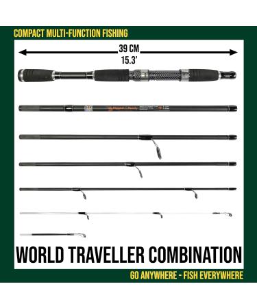Rigged and Ready World Traveler Travel Fishing Rod - Compact 6 Sections 2 Tips 215 cm Nano-Carbon for Spin Bait Carp Pike & Sea Fishing - International Shipping - Buy Online on GoSupps.com