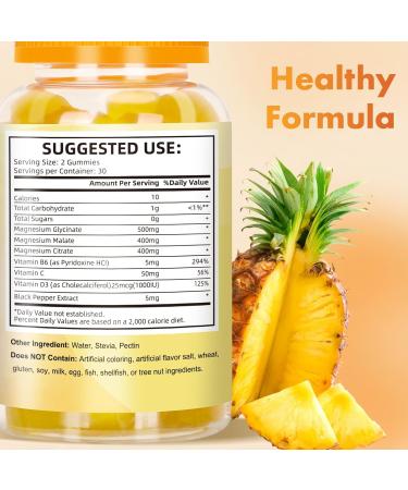 Magnesium Glycinate Gummies 500 Mg Triple Magnesium Complex Sugar-Free Gummies with Malate 400 Mg Citrate 400 Mg Magnesium Supplement Chewable for Women & Men Vegan Organic 60 Count 60 Count (Pack of 1) - Buy Online on GoSupps.com