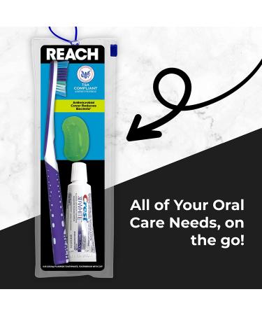 REACH Ultraclean Travel Kit Toothbrush with Cap and Toothpaste - TSA-Friendly, Multi-Angled Soft Bristles in Resealable Bag - Buy Online on GoSupps.com