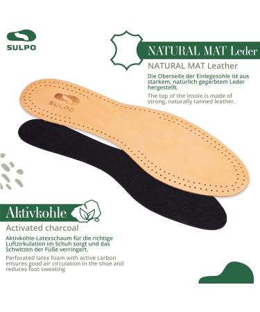 Sulpo Leather Insoles for Men & Women - Activated Carbon & Breathable Design Sizes 36-48 - Anti-Welding Foot Comfort - Buy Online on GoSupps.com