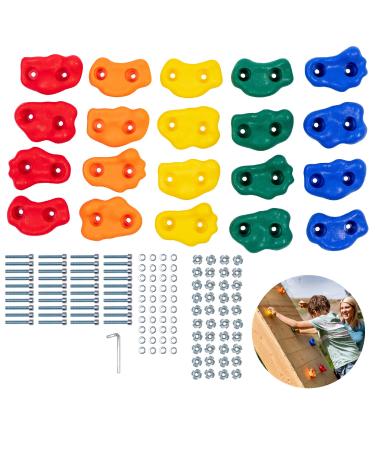 Squirrel Products 20 Large Kids Rock Climbing Holds - with Mounting Hardware for up to 1" Installation