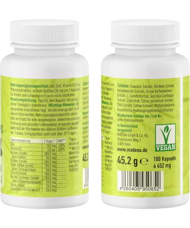 Madena Green Flame | High Dose Green Coffee Extract Garcinia Cambogia & Guarana | 100 Capsules for Weight Loss - Buy Online on GoSupps.com