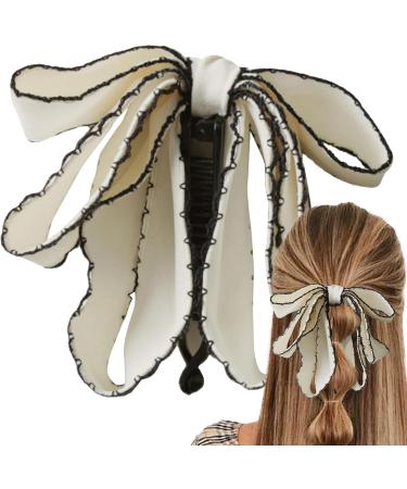Shakven Bow Banana Hair Clip - Bowknot Horsetail Clip for Women - Beautiful and Stylish Hair Styling Tool for Bathing Applying Makeup Indoors Outdoor Parties Washing Your Face White - Buy Online on GoSupps.com