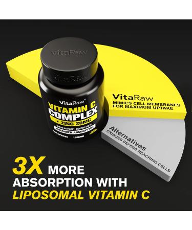 High Absorption Vitamin C 1600mg + Zinc 50mg Capsules - Immune Support Complex for Adults - VIT C Immune Booster - Buy Online on GoSupps.com
