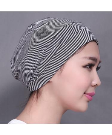 B Baosity Men Women Sleep Cap - Cotton Nightcap for Hair Care & Hair Loss - Black & White - Buy Online on GoSupps.com