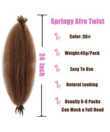 LPARMJIT 24 Afro Twist Hair - Pre-separated Kinky Marley Extensions (8 Packs) for Soft Butterflying Styles - 30# Color - Buy Online on GoSupps.com
