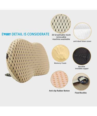 Memory Foam Car Seat Fill Cushion & Lumbar Support Pillow - Pain Relief for Car Travel & Office Use (Beige - Buy Online on GoSupps.com