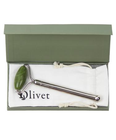 Olivet Jade Roller Spa Grade Manual Face Roller Massager for Ultimate Facial Massage and Skin Care Includes Gift Box & Travel Pouch