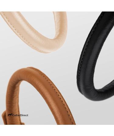 Handmade Round Leather Dog Collar | Soft Padded Rolled Design | Fits Small to Big Dogs & Cats | 18-20 cm | Available in Black Pink Red Purple Blue - Buy Online on GoSupps.com
