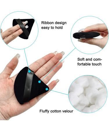 12-Piece Black Cosmetic Powder Puff Set - Soft Sponge Triangle Velvet Puffs with Ribbon Handle for Loose Body Makeup - Buy Online on GoSupps.com