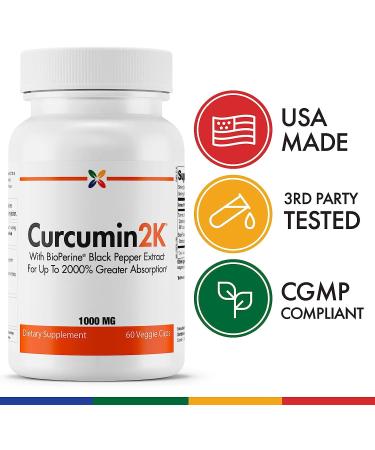 Stop Aging Now Curcumin2K with BioPerine - 60 Veggie Caps - Up to 2000% Absorption - Buy Online on GoSupps.com
