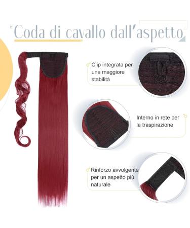 23-inch Dark Red Synthetic Clip-in Ponytail Extension | Straight Hairpiece - Buy Online on GoSupps.com