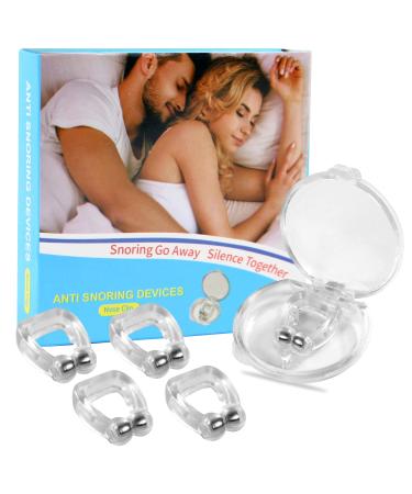 Anti Snoring Devices Nose Clip - Silicone Magnetic Snore Stopper Provide Effective Snoring Solution - Comfortable and Effective to Stop Snoring (4 PCS) White 4 Piece Set