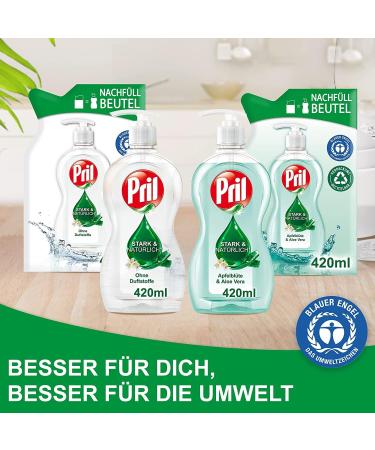 Pril Fragrance-Free Dishwashing Detergent 420 ml - Sensitive High Fat Cleaning Power Blue Angel Certified Refillable Pump - Buy Online on GoSupps.com