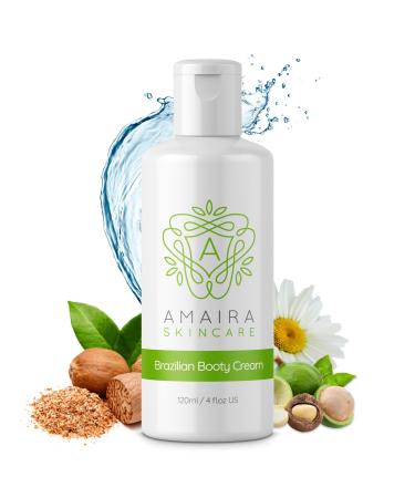 Amaira Natural Skincare Brazilian Booty Firming Cream Smoothing Skin Care to Lift Plump Tighten & Contour Your Buttocks Natural Plant-Based Ingredients Formulated for All Skin Types (4 fl oz)