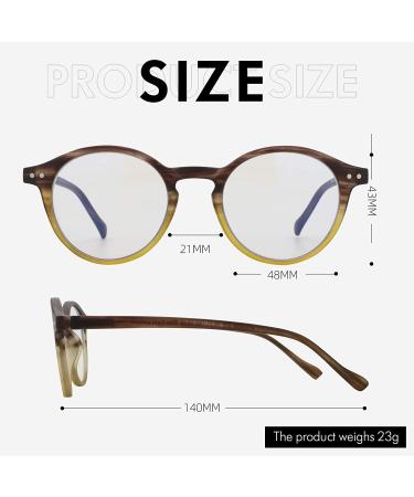 ZENOTTIC Blue Light Blocking Reading Glasses | Round Men Women | 0.0 1.0 1.5 2.0 2.5 3.0 3.5 Magnification | Crystal-Brown Frame - Buy Online on GoSupps.com