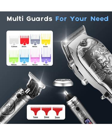 Suttik Professional Hair Clippers Set - Cordless Beard Trimmer, Nose Hair Trimmer, LCD Display, Rechargeable - Men's Grooming Kit in Gray - Buy Online on GoSupps.com