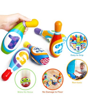 Kids Bowling Set - 10 Foam Pins & 2 Balls | Toy Gift for Early Education | Indoor & Outdoor Games for Toddler, Preschoolers, School-Age Boys & Girls - Buy Online on GoSupps.com
