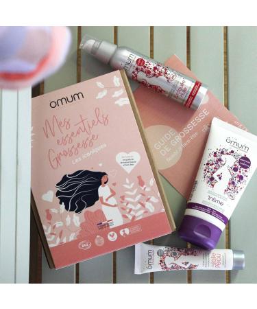 OMUM - My Pregnancy Essentials Gift Box 3 organic treatments: 1 Stretch Mark Oil + 1 Face Cream + 1 Intimate Gel + 1 Free Mom's Guide - Natural France Vegan Compatible with pregnancy and breastfeeding - Buy Online on GoSupps.com