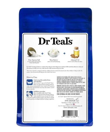 Dr. Teal's Epsom Salt Shea Butter Almond Oil Bath Soaking Solution - Pack of 2, 3 lb Bags - Soften Skin, Relieve Stress & Sore Muscles - Buy Online on GoSupps.com
