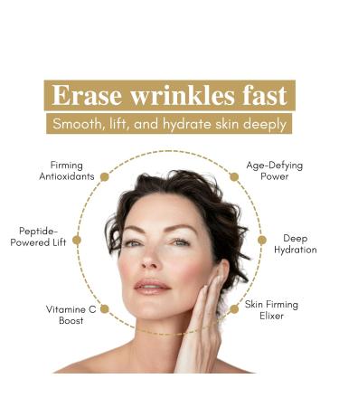 Peptides Face Serum with Vitamin C and Hyaluronic Acid 0.5 oz Hydrating & Moisturizing Serum for Anti-Aging Wrinkles and Collagen Support - Buy Online on GoSupps.com