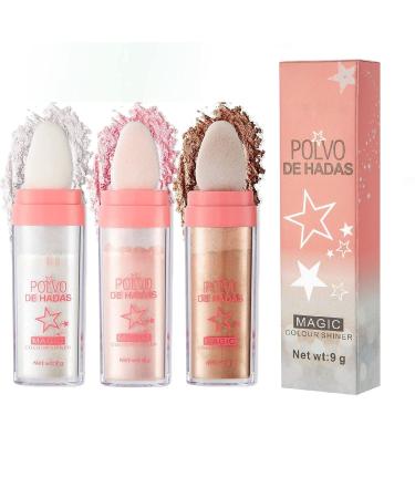 Highlighter Powder Body Glitter Highlighter Makeup Stick Face High Gloss Sparkle Loose Highlight Powder Brightens Makeup Stick for Face Body Hair Cosmetic 3Colors (Color : 3 Colors)