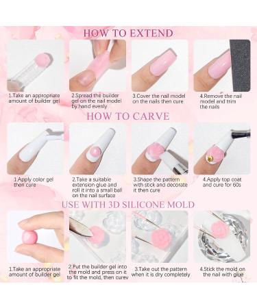 Clear Pink Solid Builder Gel for Nail Extension - Dual Form Flower Nail Art - 14g - Non-Stick & Hard Gel - DIY Nail Salon at Home - Buy Online on GoSupps.com